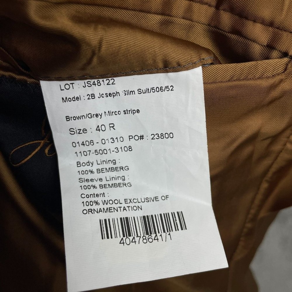 Joseph Jos.A.Bank Blazer Mens 40R Brown Grey Stripe Slim Fit Sport Coat Jacket - Picture 8 of 11